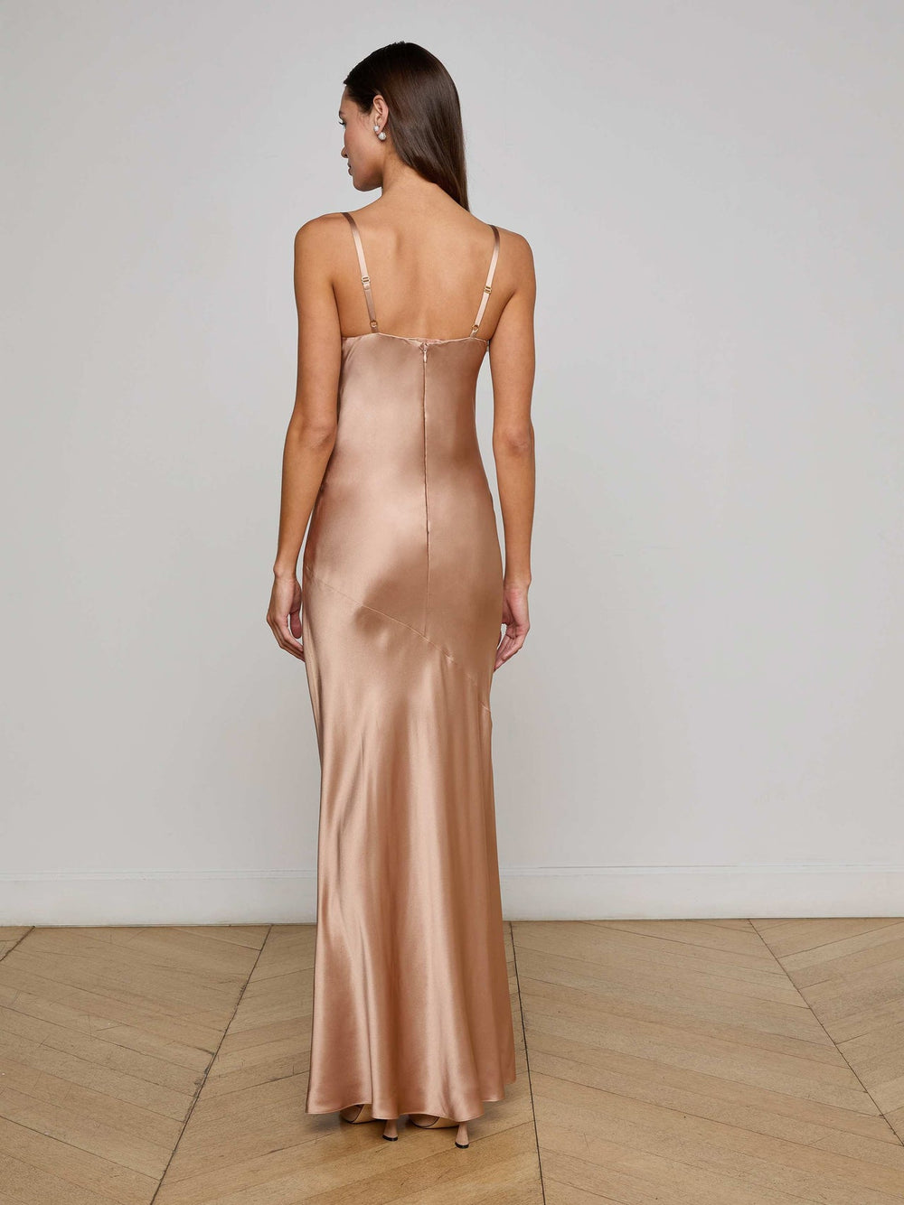 Sayla Silk Maxi Dress in Pecan | L'AGENCE for sale