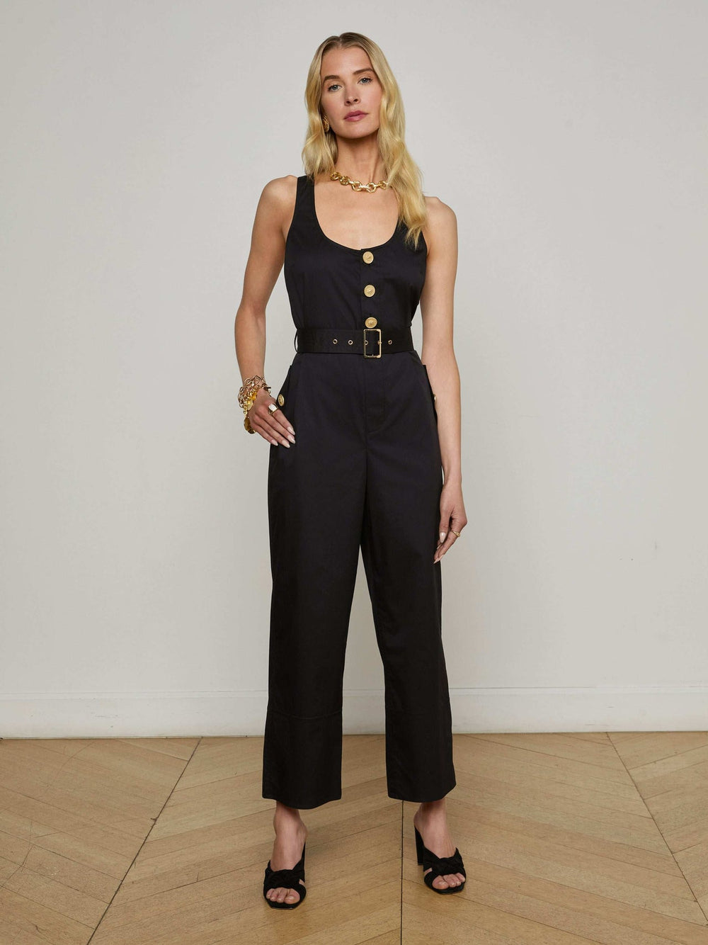 Branca Poplin Jumpsuit in Black | L'AGENCE Women