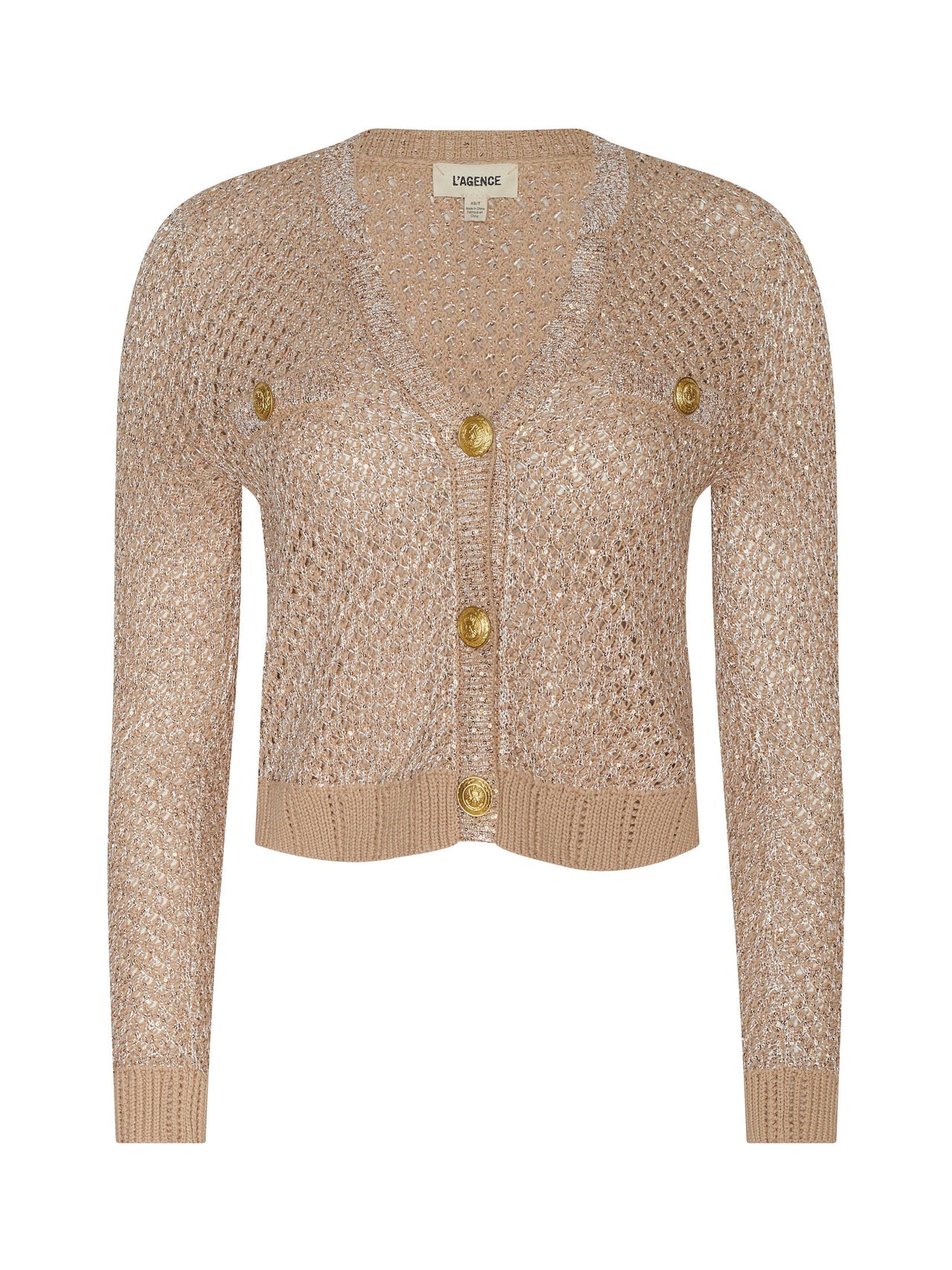 Blanca Sequin Cardigan in Natural Multi/Gold | L'AGENCE discount