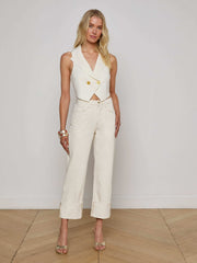 Zadie Knit Vest in Ivory/Gold | L'AGENCE Women
