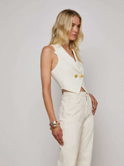 Zadie Knit Vest in Ivory/Gold | L'AGENCE Women