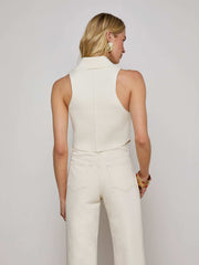 Zadie Knit Vest in Ivory/Gold | L'AGENCE Women