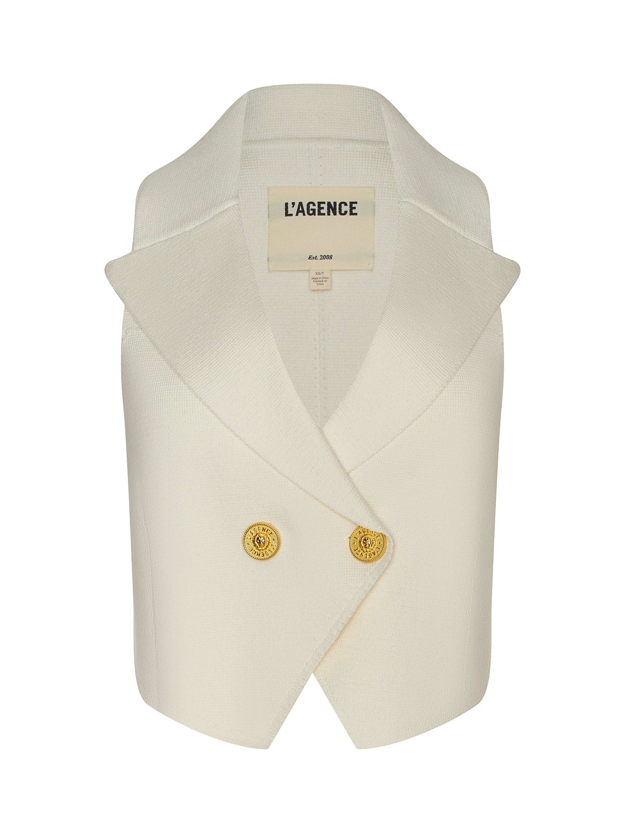 Zadie Knit Vest in Ivory/Gold | L'AGENCE Women