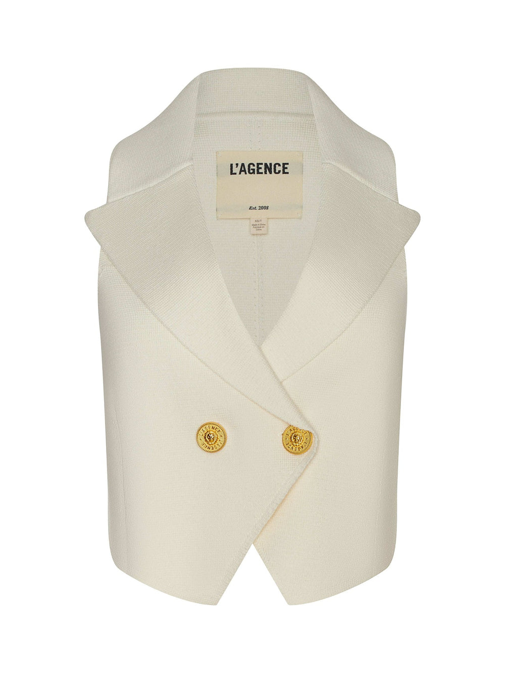 Zadie Knit Vest in Ivory/Gold | L'AGENCE Women
