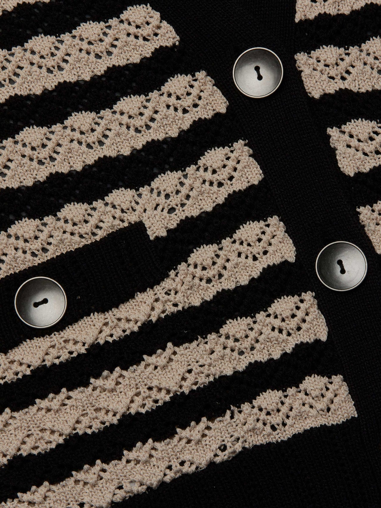 Orla Pointelle Knit Cardigan in Black/Natural Stripe | L'AGENCE for sale