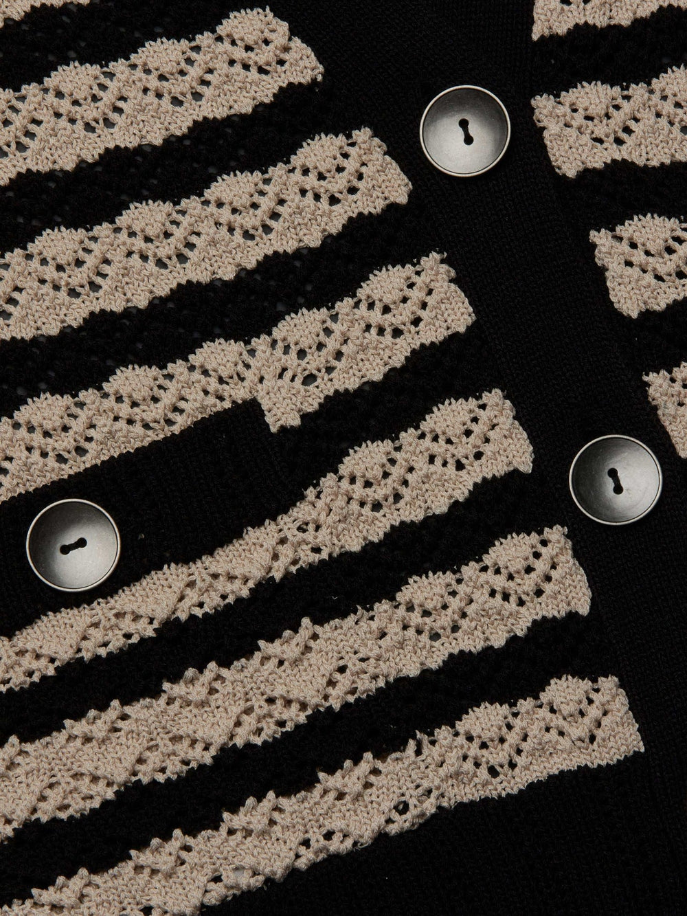 Orla Pointelle Knit Cardigan in Black/Natural Stripe | L'AGENCE for sale