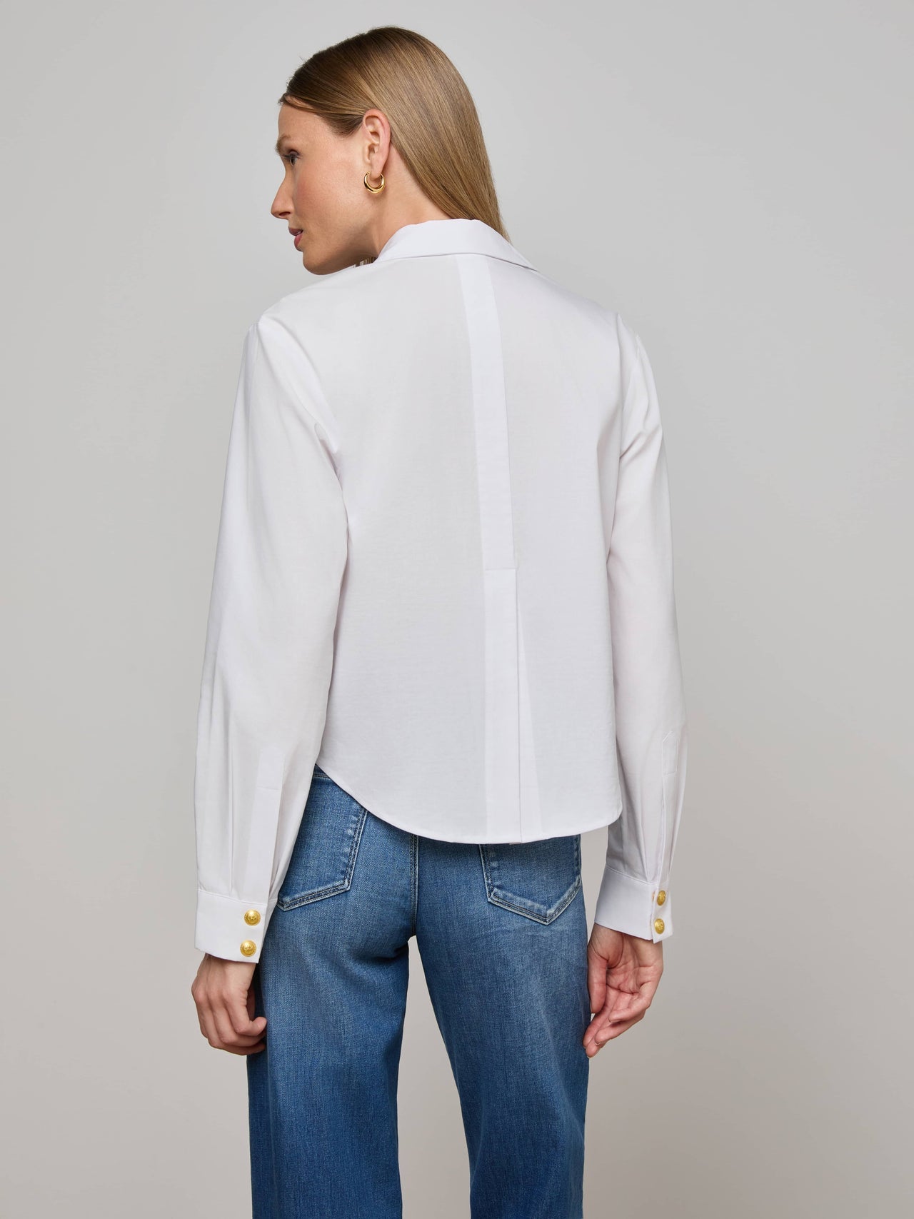 Cosette Shirt in White/Gold | L'AGENCE Women