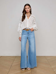 Kiera Blouse in Ivory | L'AGENCE sale