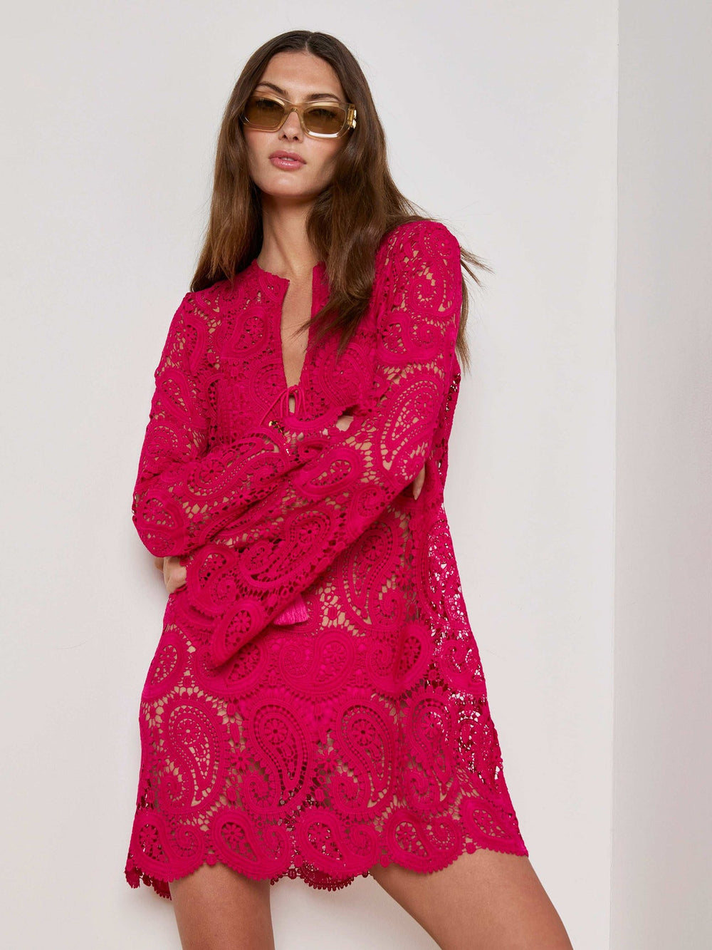Ansley Cover-Up Dress in Fuschia | L'AGENCE online