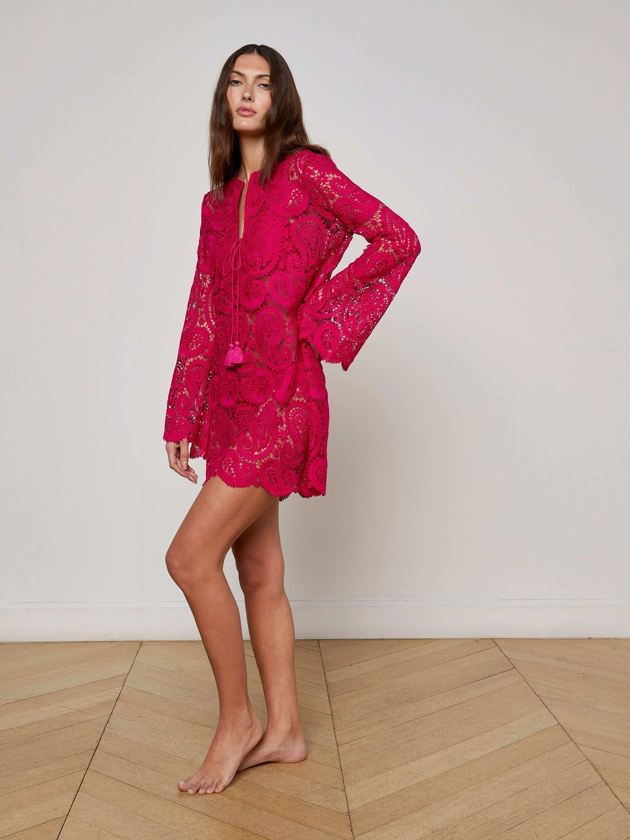 Ansley Cover-Up Dress in Fuschia | L'AGENCE online