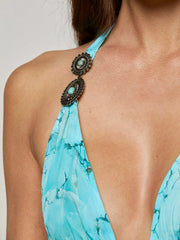 Umma Cover-Up Dress in Turquoise | L'AGENCE discount