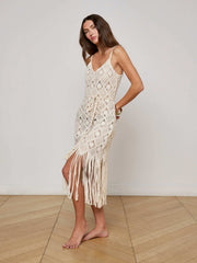 Haleigh Crochet Cover-Up Dress in Natural | L'AGENCE for sale