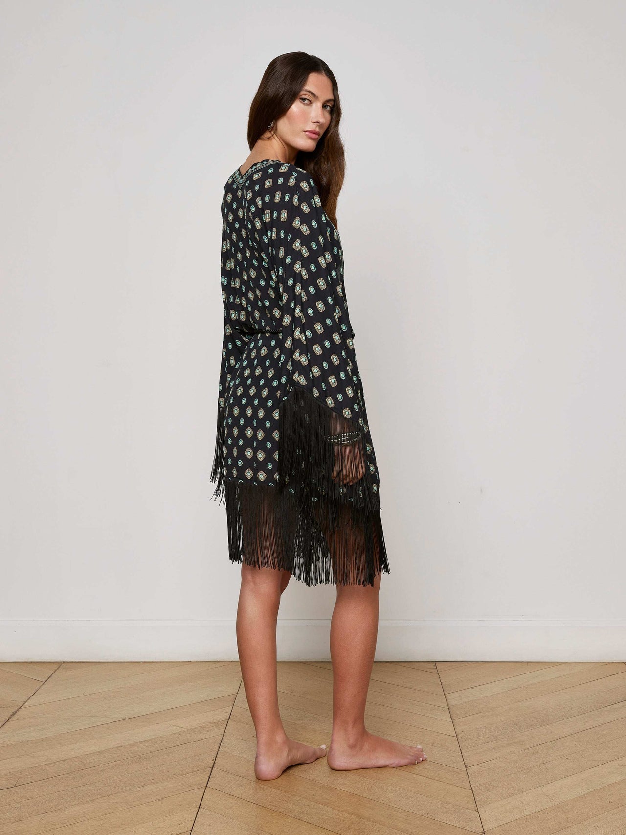 Caterina Cover-Up Kimono in Black | L'AGENCE sale
