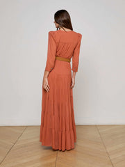Seraphina Tiered Maxi Dress in Baked Clay | L'AGENCE discount