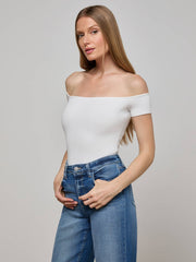 Adana Off-The-Shoulder Bodysuit in White | L'AGENCE Women