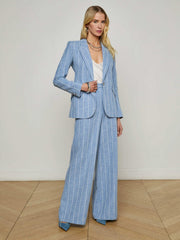 Chamberlain Pinstriped Blazer in Sky Blue/White Pinstripe | L'AGENCE Women