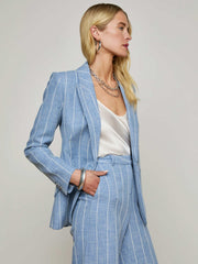Chamberlain Pinstriped Blazer in Sky Blue/White Pinstripe | L'AGENCE Women