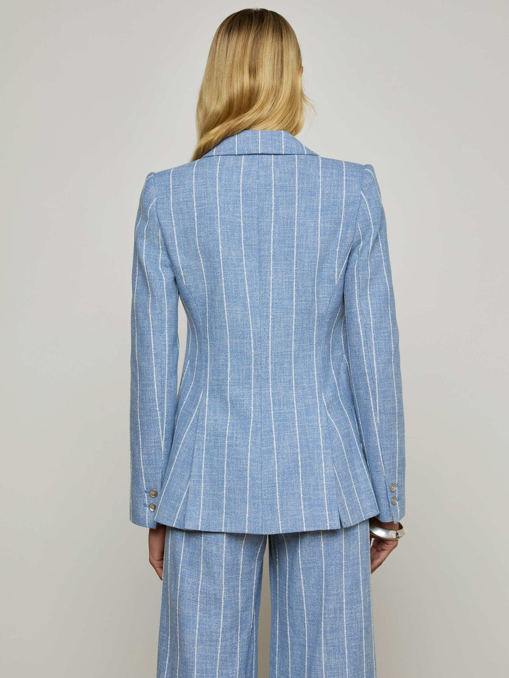 Chamberlain Pinstriped Blazer in Sky Blue/White Pinstripe | L'AGENCE Women