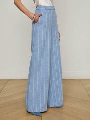 Pilar Pinstriped Wide-Leg Pant in Sky Blue/White Pinstripe | L'AGENCE near me