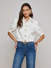 Cove Cropped Tweed Jacket in White | L'AGENCE US
