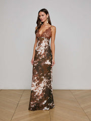 Susanna Silk Lace Dress in Multi Cowprint | L'AGENCE US