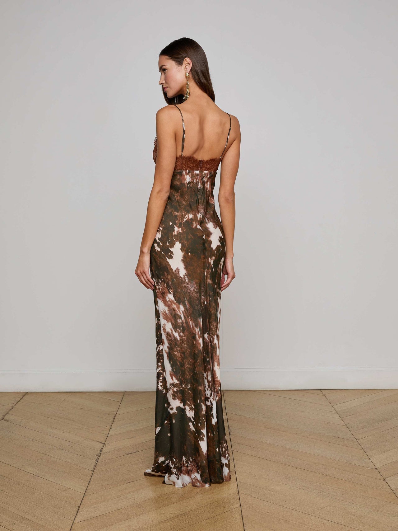 Susanna Silk Lace Dress in Multi Cowprint | L'AGENCE US