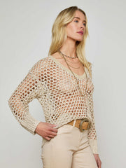 Nashwa Embellished Sweater in Natural Multi Pearls | L'AGENCE discount
