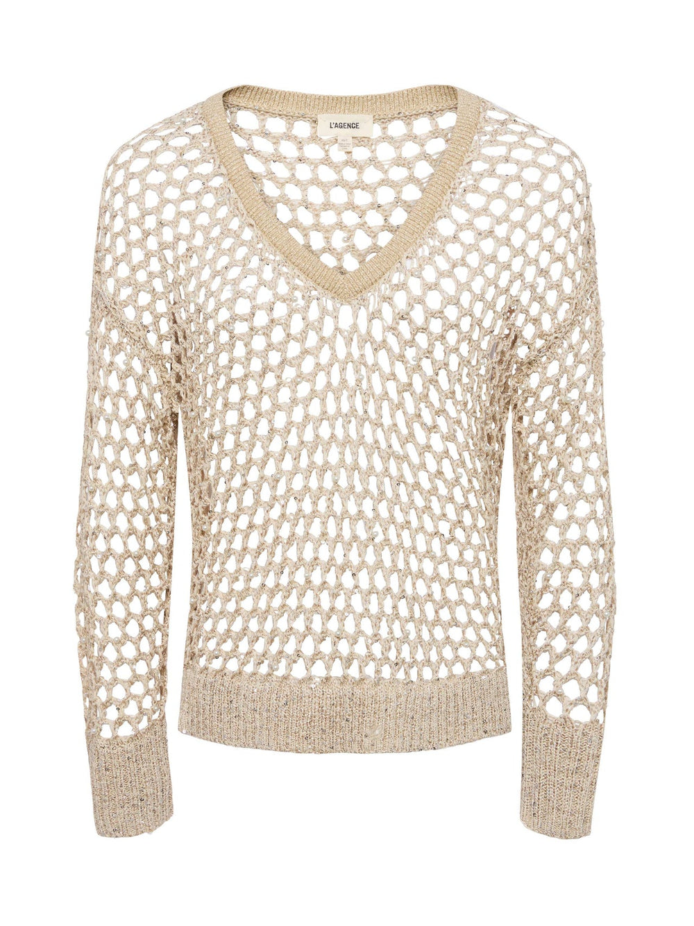 Nashwa Embellished Sweater in Natural Multi Pearls | L'AGENCE discount