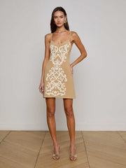 Betania Jacquard Mini Dress in Cappuccino/Bone | L'AGENCE near me