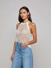 Parmida Embellished Tank in Ivory/Turquoise Beads | L'AGENCE online