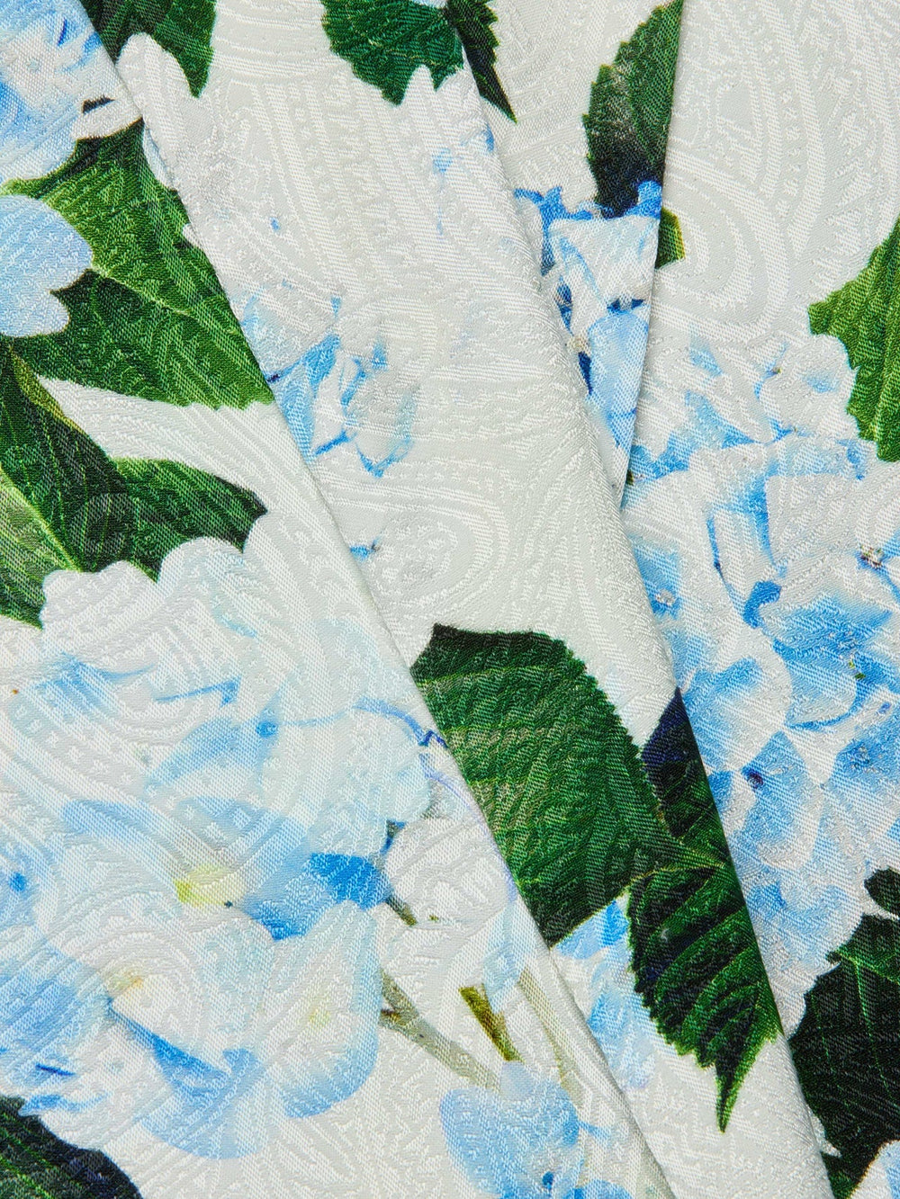 Ciara Satin Robe Top in Ivory/Light Blue Large Hydrangea | L'AGENCE sale