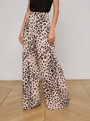 Nova Pleated Wide-Leg Pant in Tan Multi Ikat Leopard | L'AGENCE sale