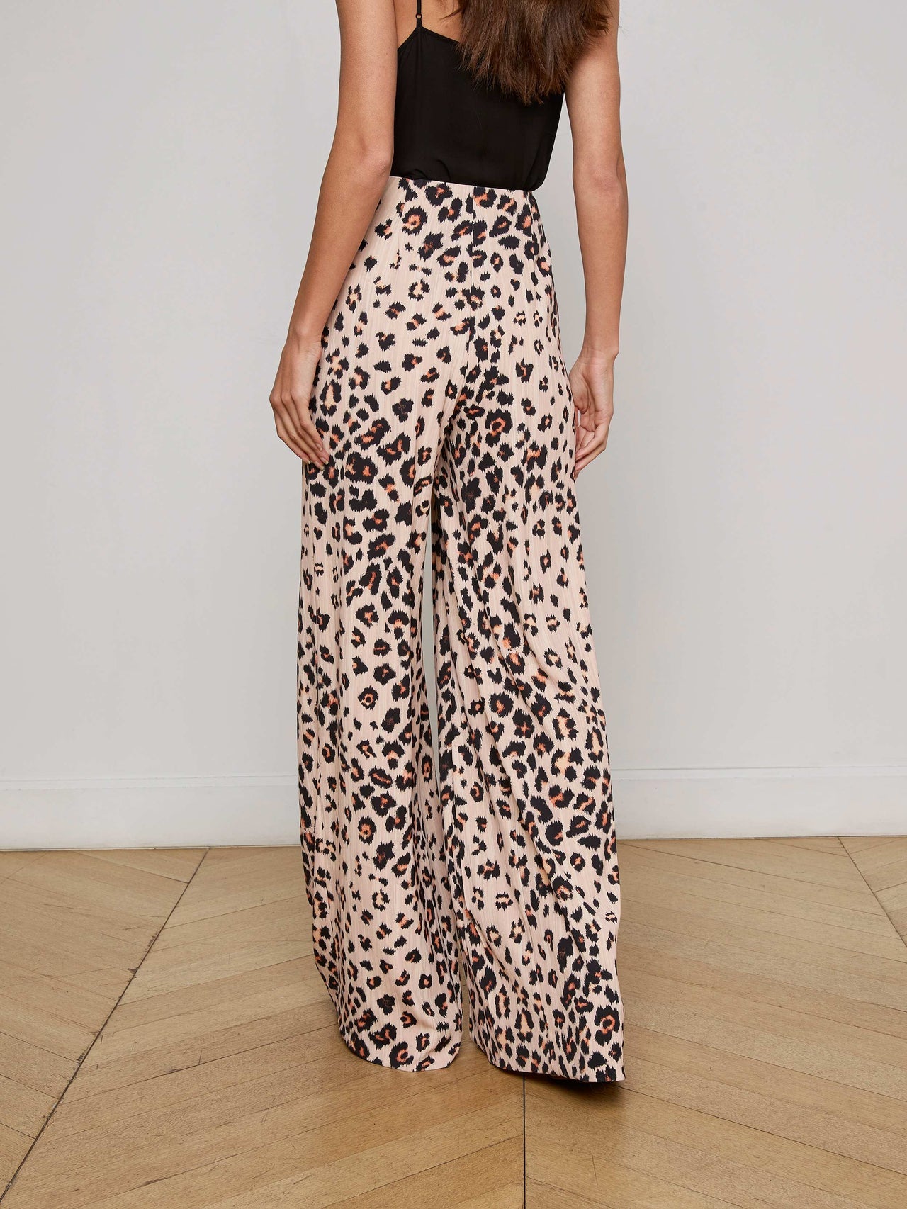 Nova Pleated Wide-Leg Pant in Tan Multi Ikat Leopard | L'AGENCE sale