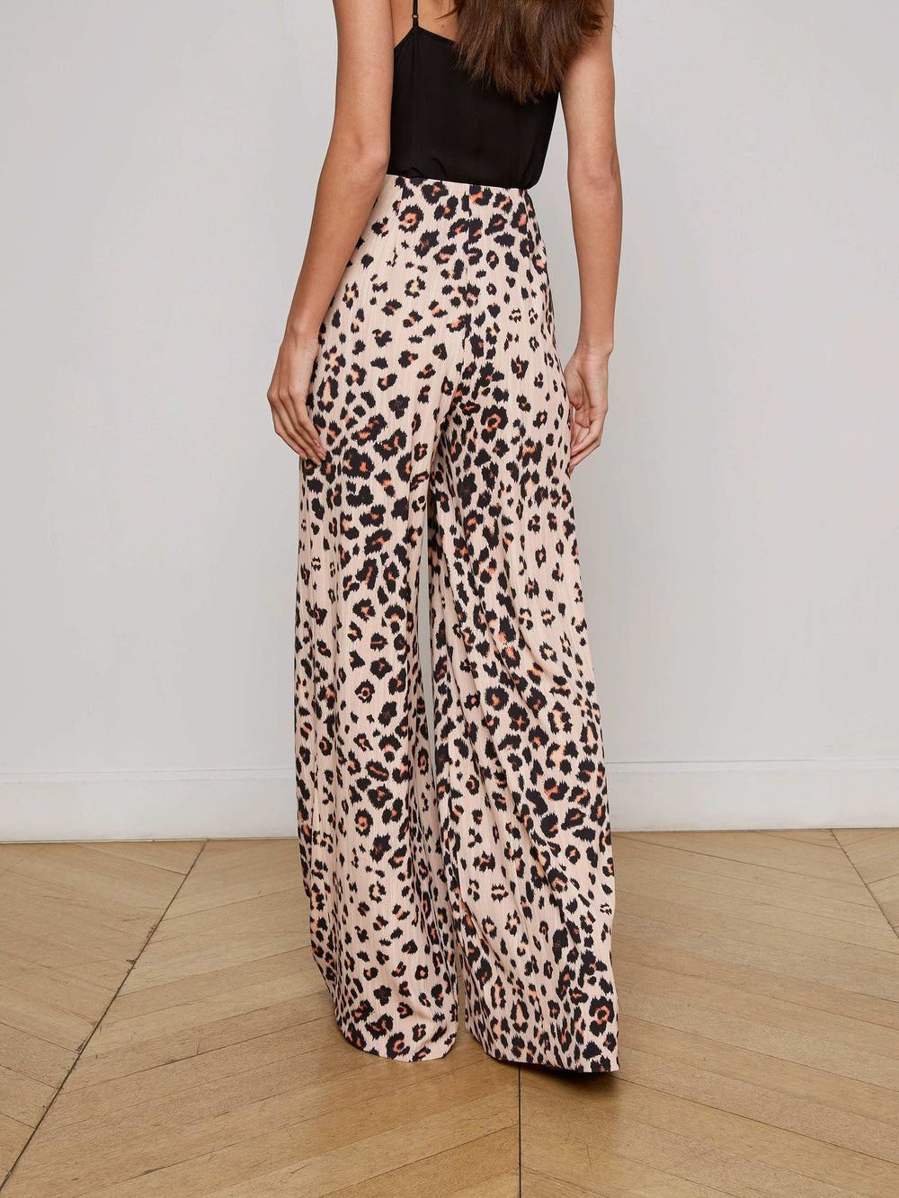 Nova Pleated Wide-Leg Pant in Tan Multi Ikat Leopard | L'AGENCE sale