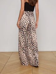 Nova Pleated Wide-Leg Pant in Tan Multi Ikat Leopard | L'AGENCE sale