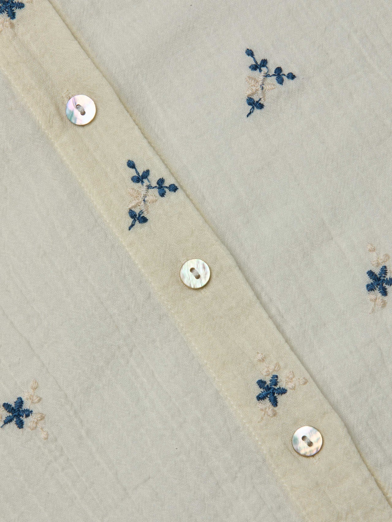 Ecru Laurent Embroidered Blouse with Multiple Blue Flowers | L'AGENCE for sale