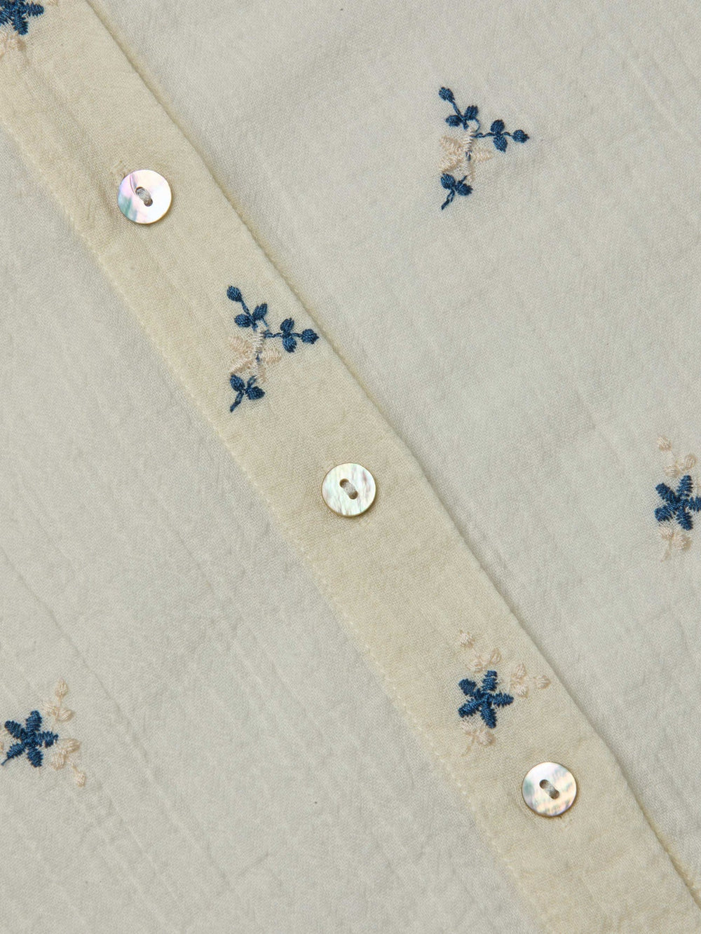 Ecru Laurent Embroidered Blouse with Multiple Blue Flowers | L'AGENCE for sale