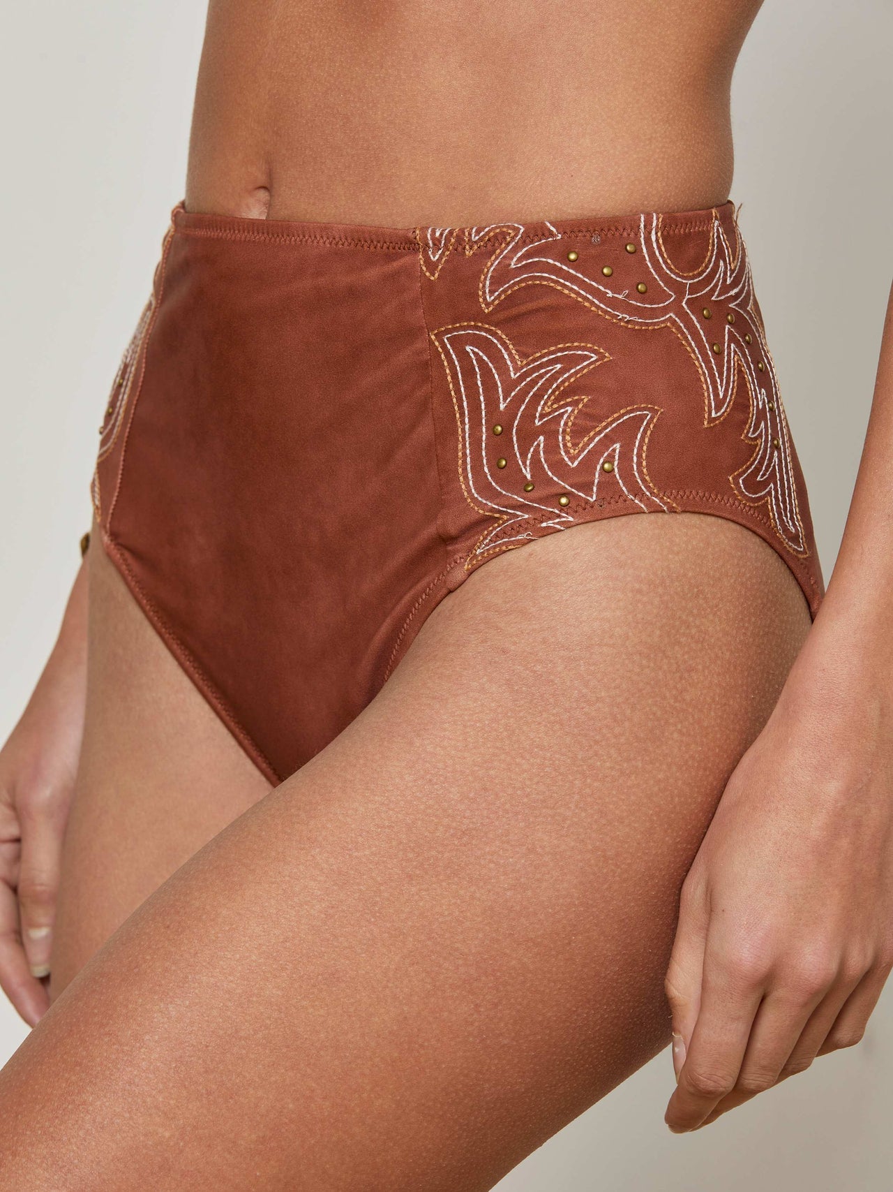 Vanessa High-Waisted Bikini Bottom in Bronze | L'AGENCE discount
