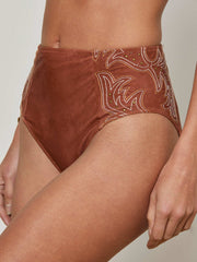 Vanessa High-Waisted Bikini Bottom in Bronze | L'AGENCE discount