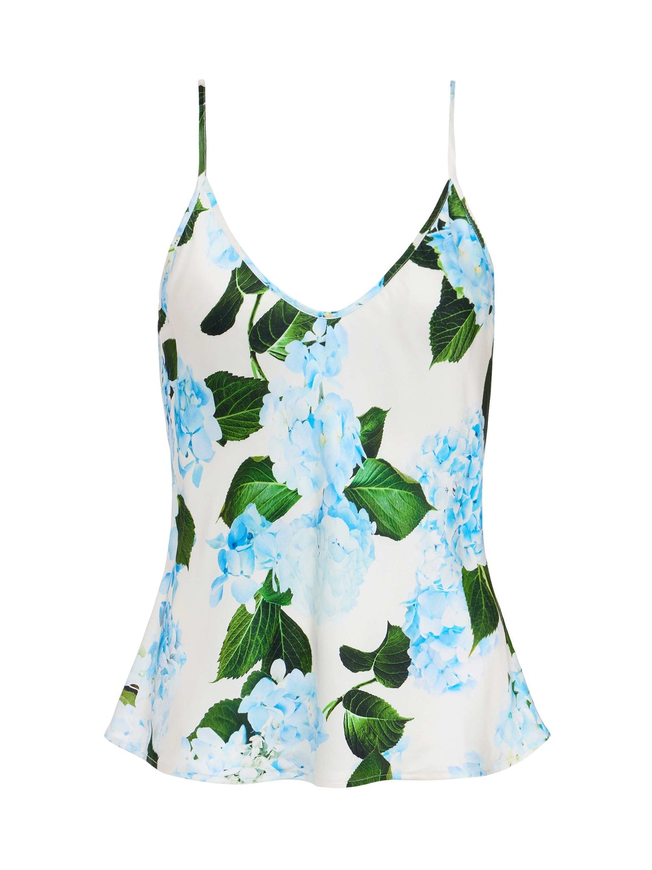Lexi Satin Camisole in Ivory/Light Blue Large Hydrangea | L'AGENCE for sale