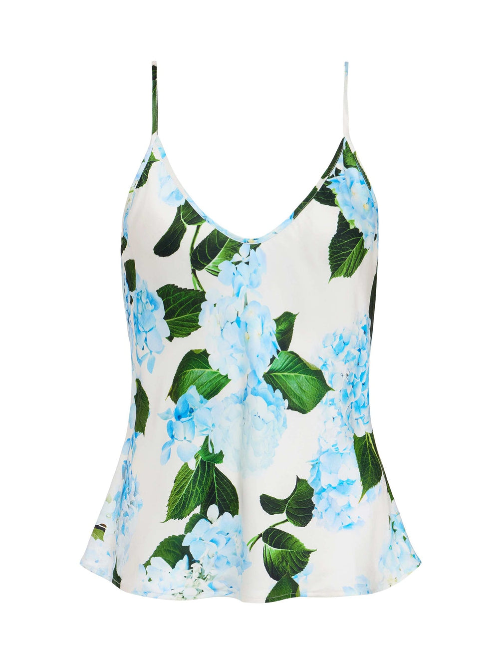 Lexi Satin Camisole in Ivory/Light Blue Large Hydrangea | L'AGENCE for sale