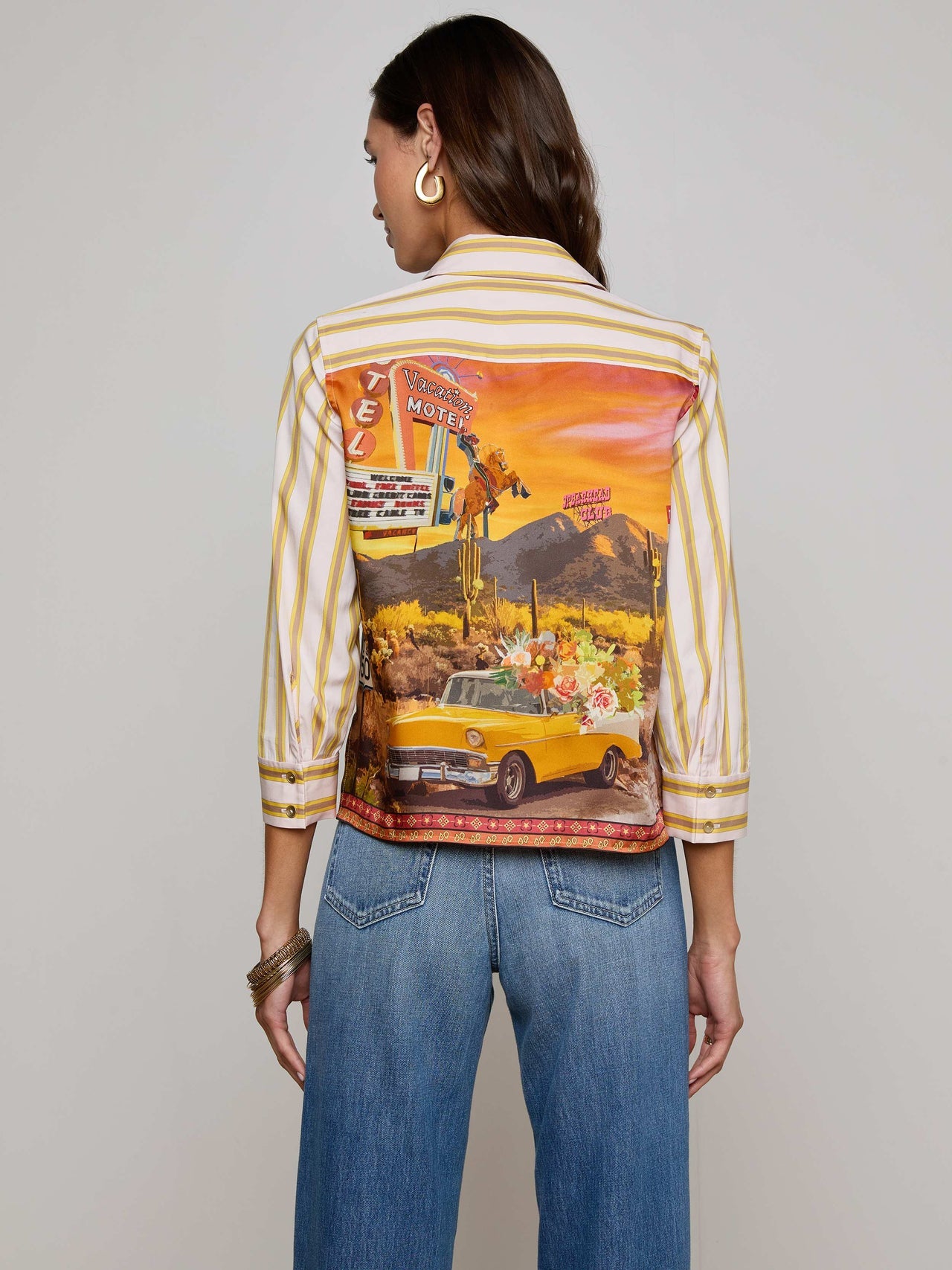 Fawn Desert Print Shirt in Multi Desert Landscape | L'AGENCE online