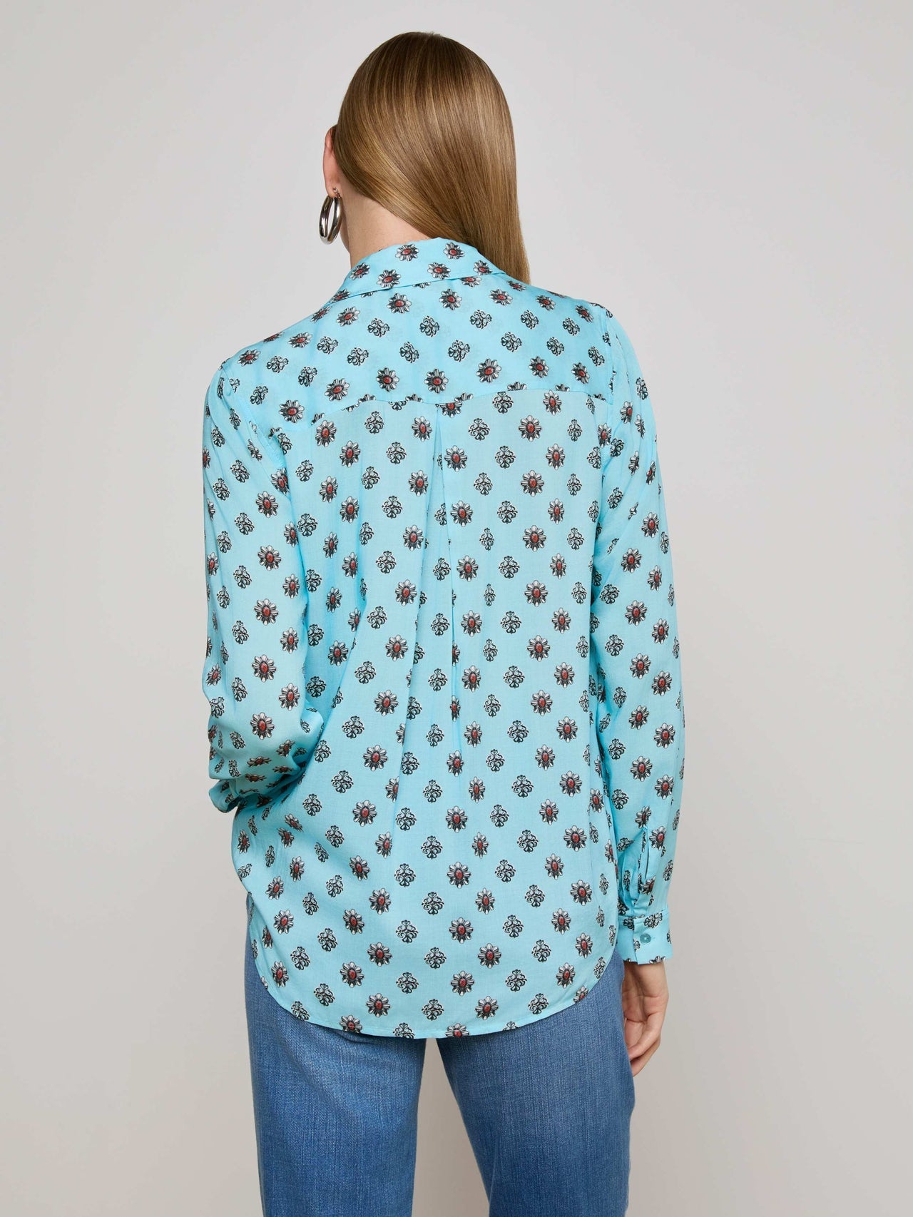 Holly Blouse in Light Turquoise/Coral Stone Foula | L'AGENCE discount
