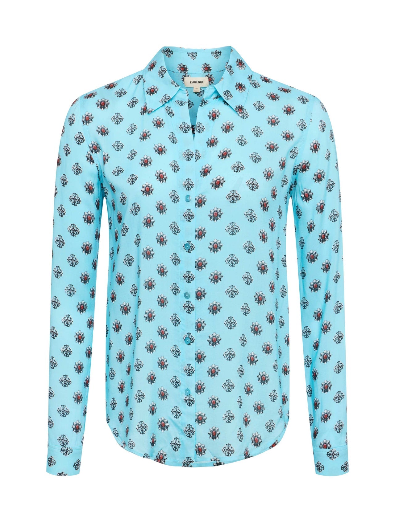 Holly Blouse in Light Turquoise/Coral Stone Foula | L'AGENCE discount