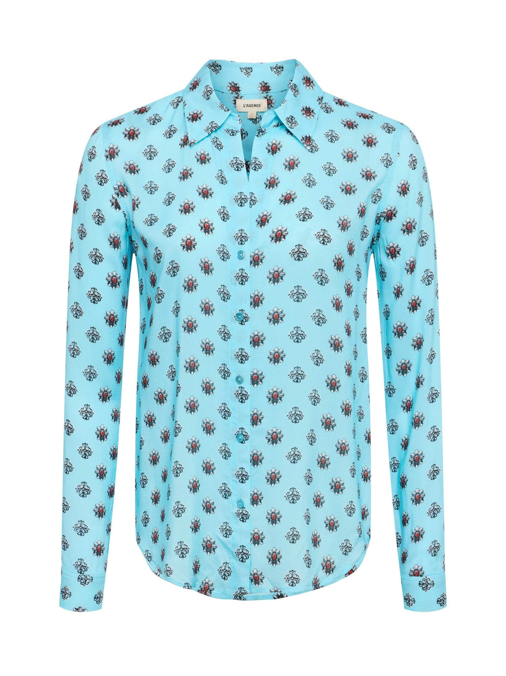 Holly Blouse in Light Turquoise/Coral Stone Foula | L'AGENCE discount