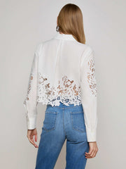 Seychelle Cropped Eyelet Blouse in White | L'AGENCE US