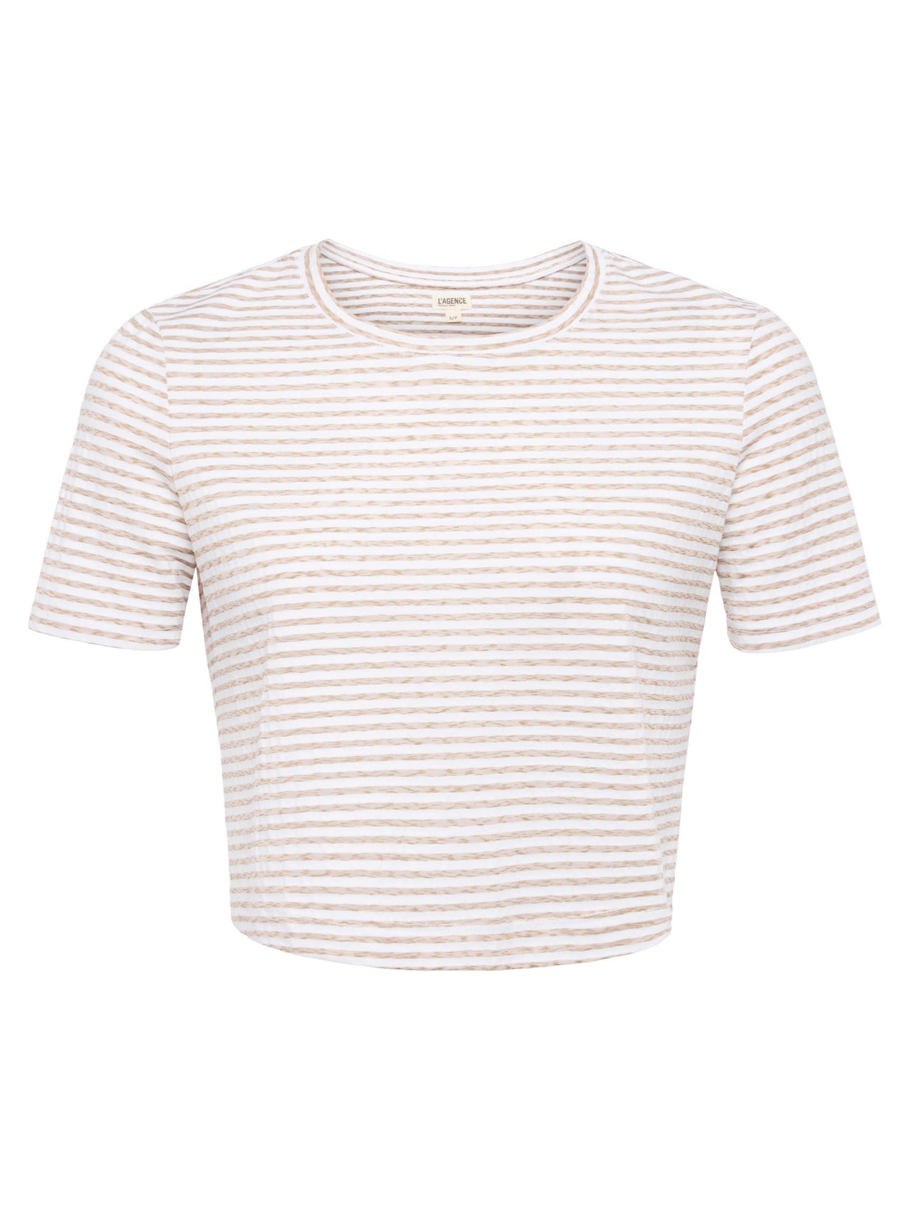 Donna Cropped Tee in White/Rye Stripe | L'AGENCE for sale