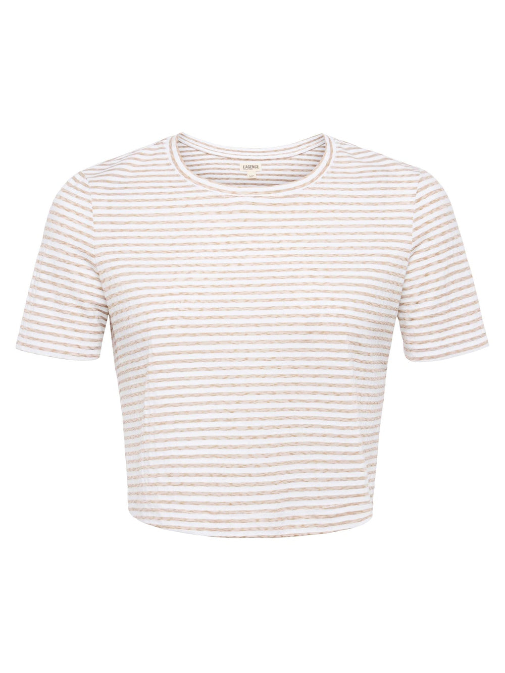 Donna Cropped Tee in White/Rye Stripe | L'AGENCE for sale