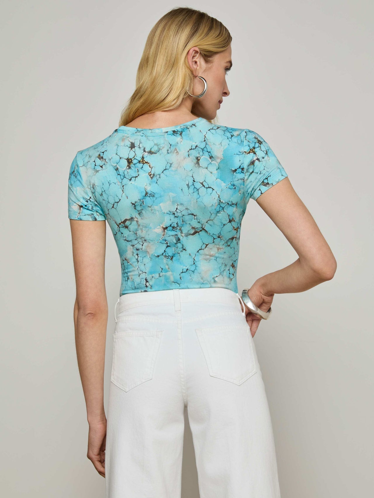 Ressi Fitted Tee in Multi Turquoise Stone | L'AGENCE discount