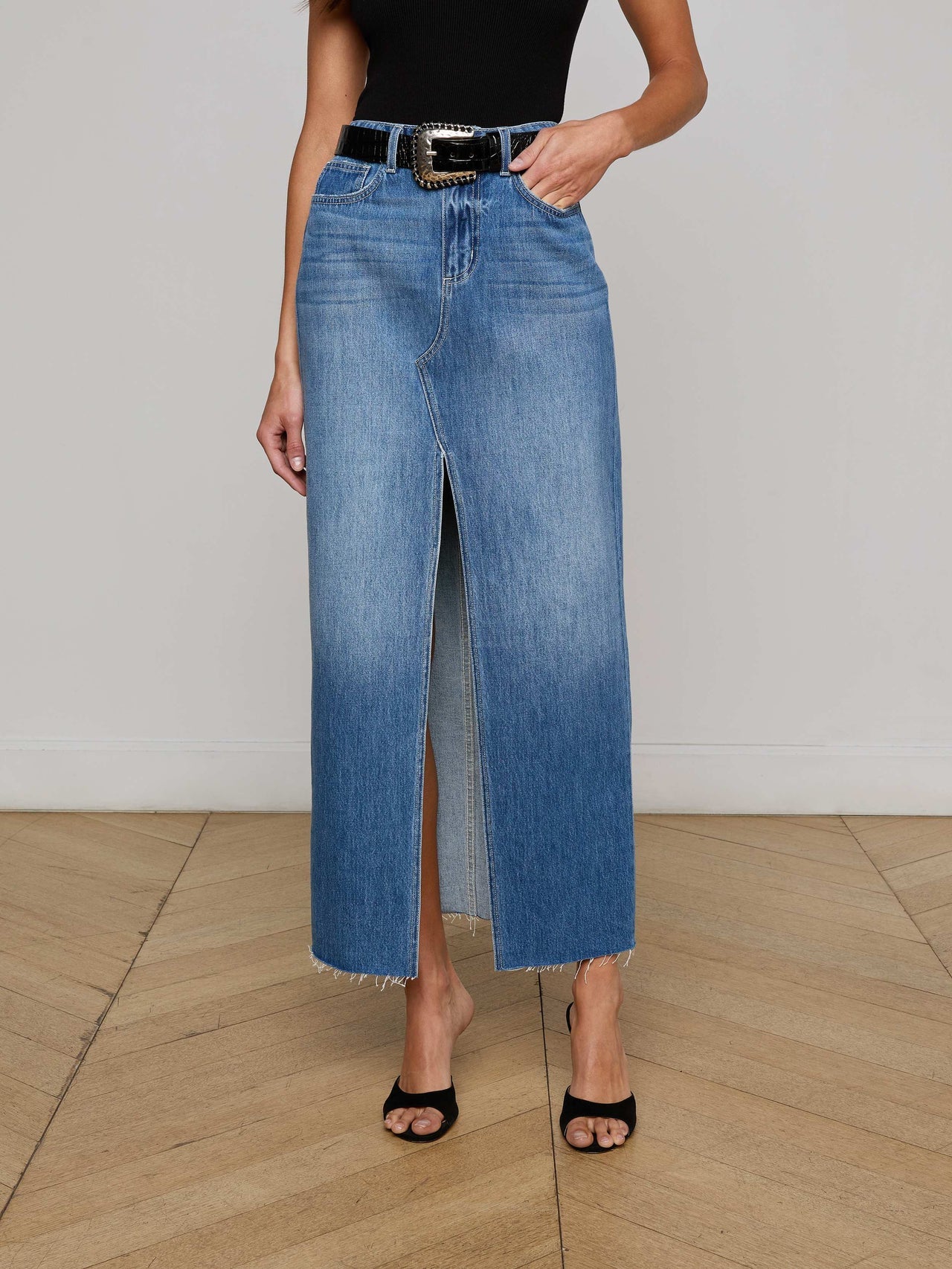 Rysa Jean Maxi Skirt in Woodrow | L'AGENCE US